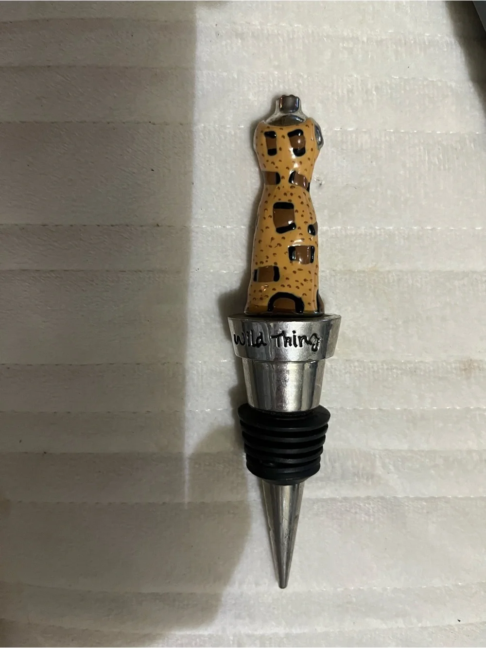 Decorative Tan Speckled Ceramic Wine Bottle Stopper - Unbranded